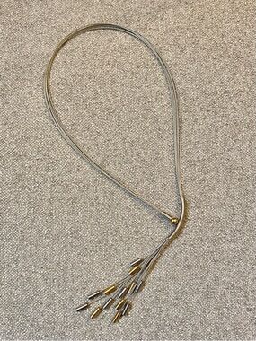 Mixed Metal Magnetic Multi Strand Cable Rope Tassel Necklace Gold Silver